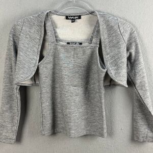 Trixxi Girl 2 Piece Ribbed Tank Shrug Set Girls S 7-8 Gray Balletcore